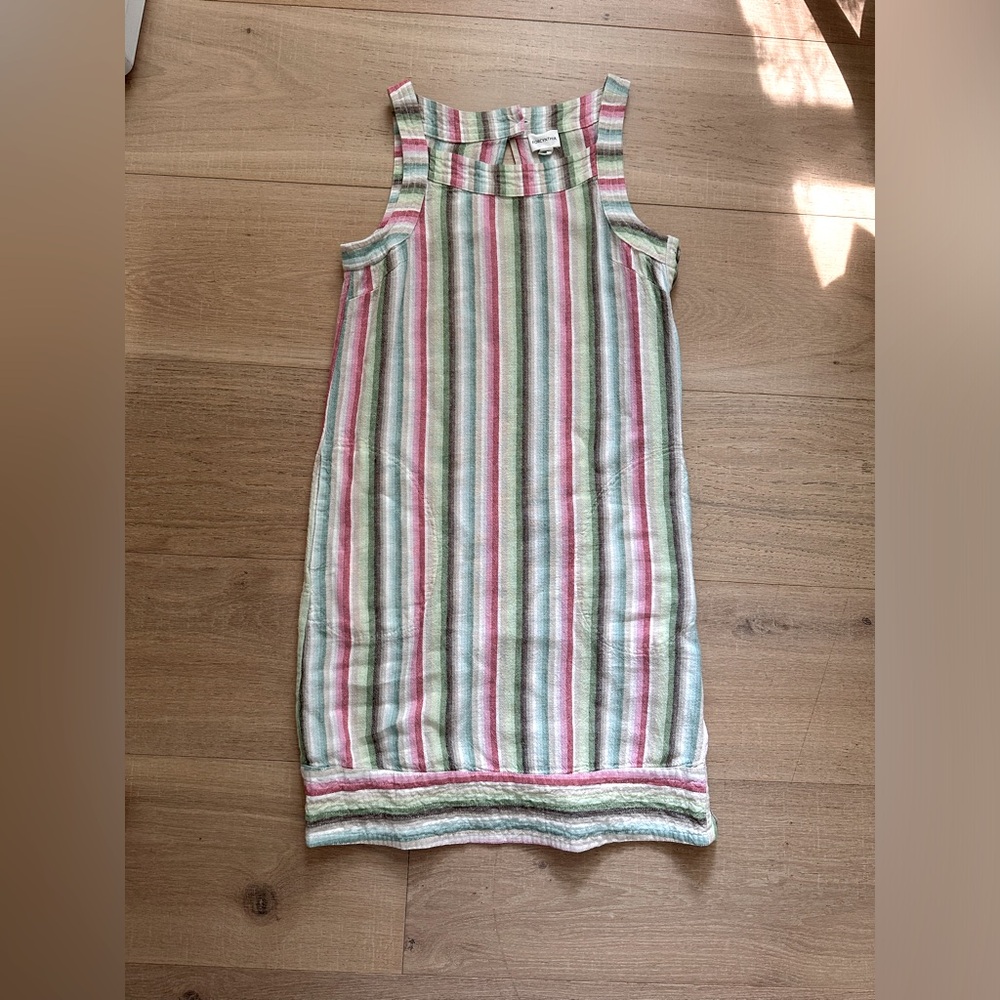FORCYNTHIA 100% Linen striped dress with pockets XS